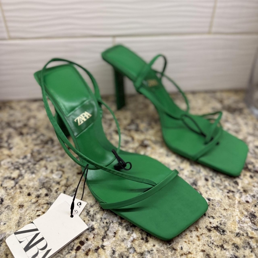 Zara Emerald Green Strappy Heels